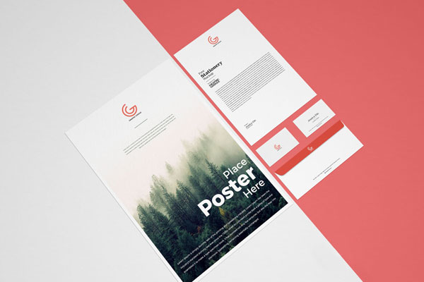 Mockup of Set of Corporate Stationery at the 3\4 Angle View