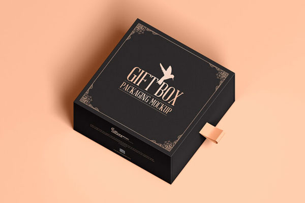 Mockup of Slider Cardboard Gift Box in Perspective