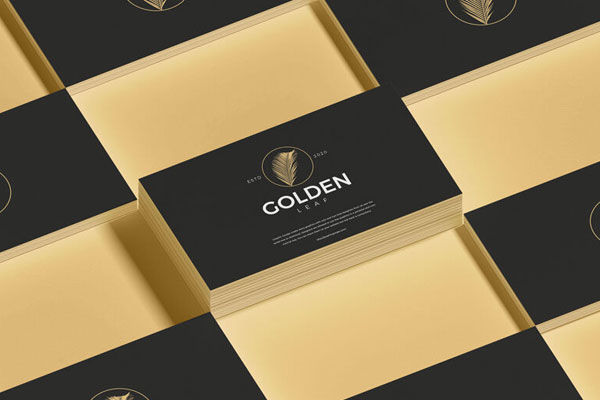 Mockup of Stack of Business Cards in Grid with a Perspective View