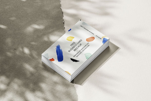 Mockup of Stack of Business Cards on the Surface in Perspective
