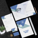 Mockup of Stationery Scene with 21 Moveable Objects