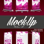 Mockup of Three Roll Up Banners