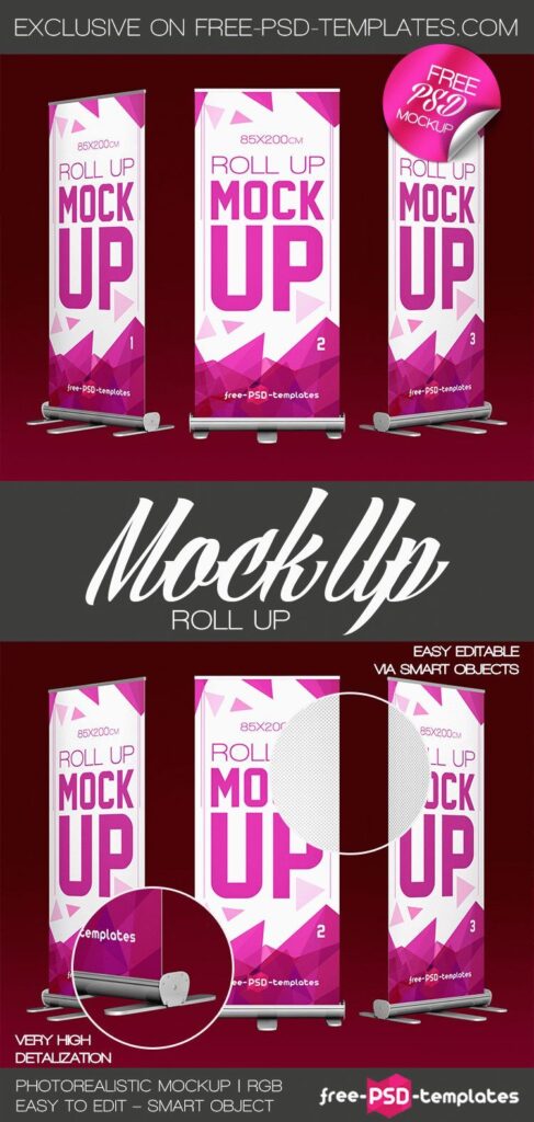 Mockup of Three Roll Up Banners