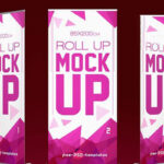 Mockup of Three Roll Up Banners
