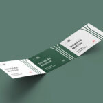 Mockup of Trifold Landscape Brochure Laid Unfold in Perspective