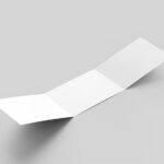 Mockup of Trifold Landscape Brochure Laid Unfold in Perspective