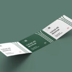 Mockup of Trifold Landscape Brochure Laid Unfold in Perspective