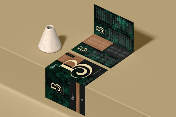 Mockup of Two A4 Bi-Fold Brochures at the 3\4 Angle View