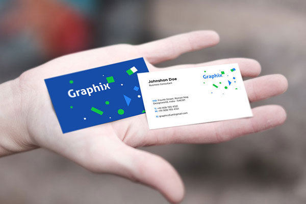 Mockup of Two Business Cards in Hand
