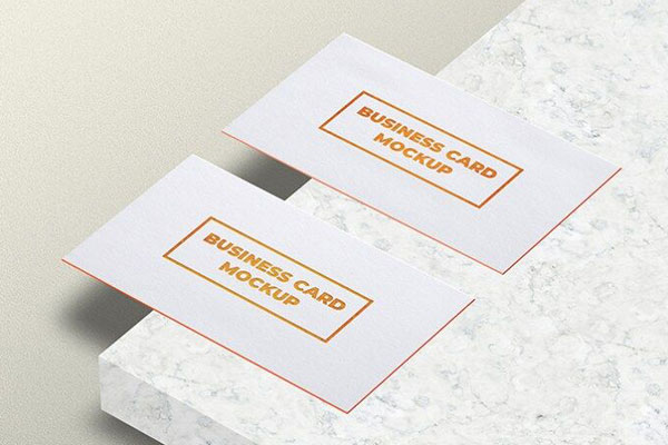 Mockup of Two Business Cards Laid in Perspective