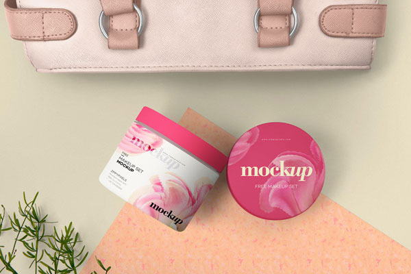 Mockup of Two Cosmetic Jar Packaging