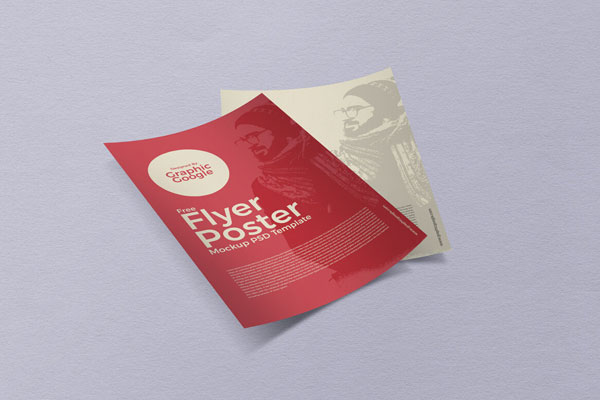 Mockup of Two Flyers Laid on the Surface in Perspective
