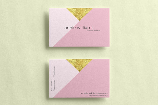 Mockup of Two Horizontal Textured Business Cards in Top View