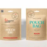 Mockup of Two Kraft Packets Standing in the Front View