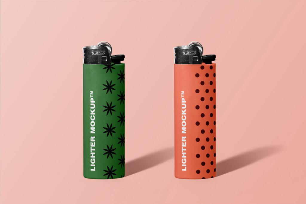Mockup of Two Lighters Standing in the Front View