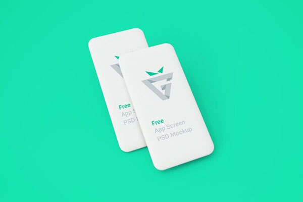 Mockup of Two Overlapping Phone Screens Laid in Perspective