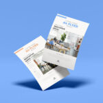 Mockup of Two Slanting A4 Flyers Floating in the Half-Side View