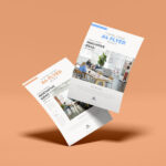 Mockup of Two Slanting A4 Flyers Floating in the Half-Side View