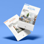 Mockup of Two Slanting A4 Flyers Floating in the Half-Side View