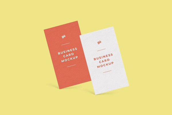 Mockup of Two Slanting Business Cards in the Front View