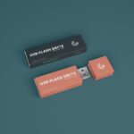 Mockup of Two USB Flash Drives in Perspective View