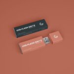 Mockup of Two USB Flash Drives in Perspective View