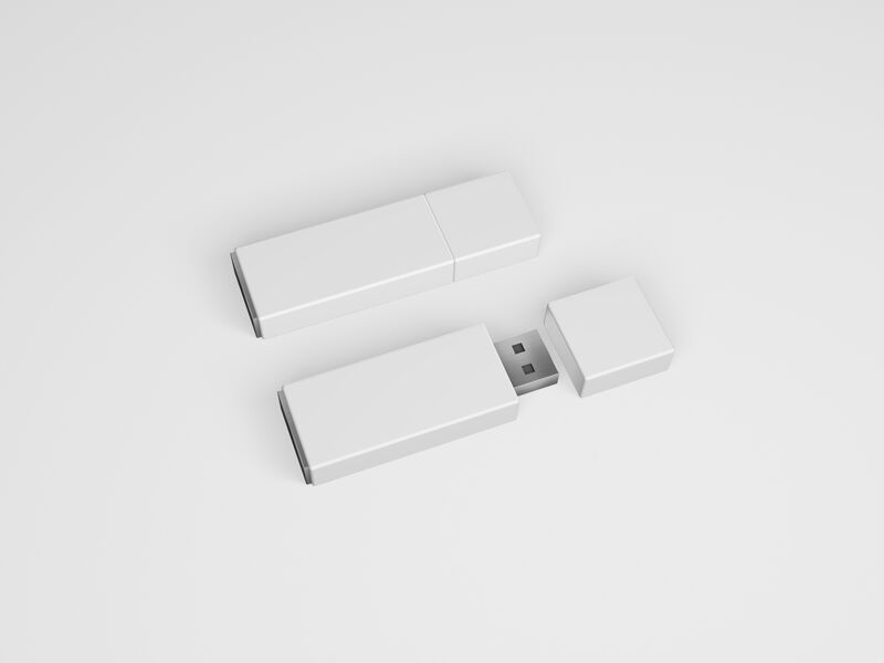 Mockup of Two USB Flash Drives in Perspective View