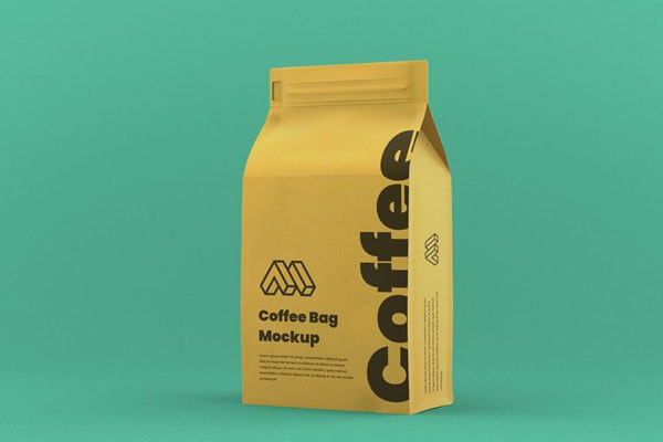 Mockup Presenting a 3/4 View of a Coffee Bag