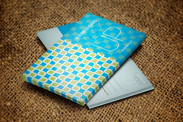 Mockup Showcasing Business Cards on Brown Sackcloth