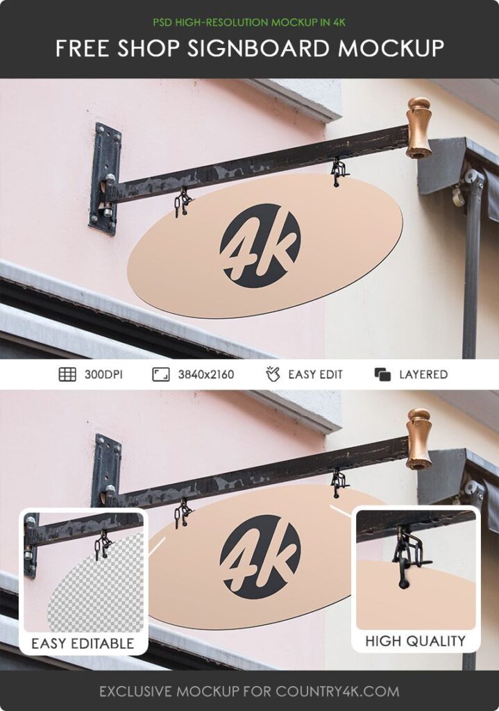 Mockup Showcasing Elliptical Shop Signboard