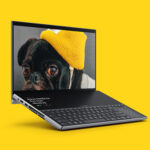 Mockup Showcasing Floating Zenbook Pro Duo