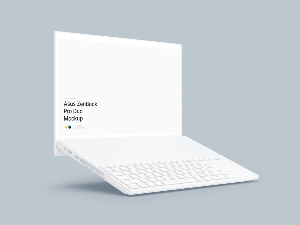 Mockup Showcasing Floating Zenbook Pro Duo