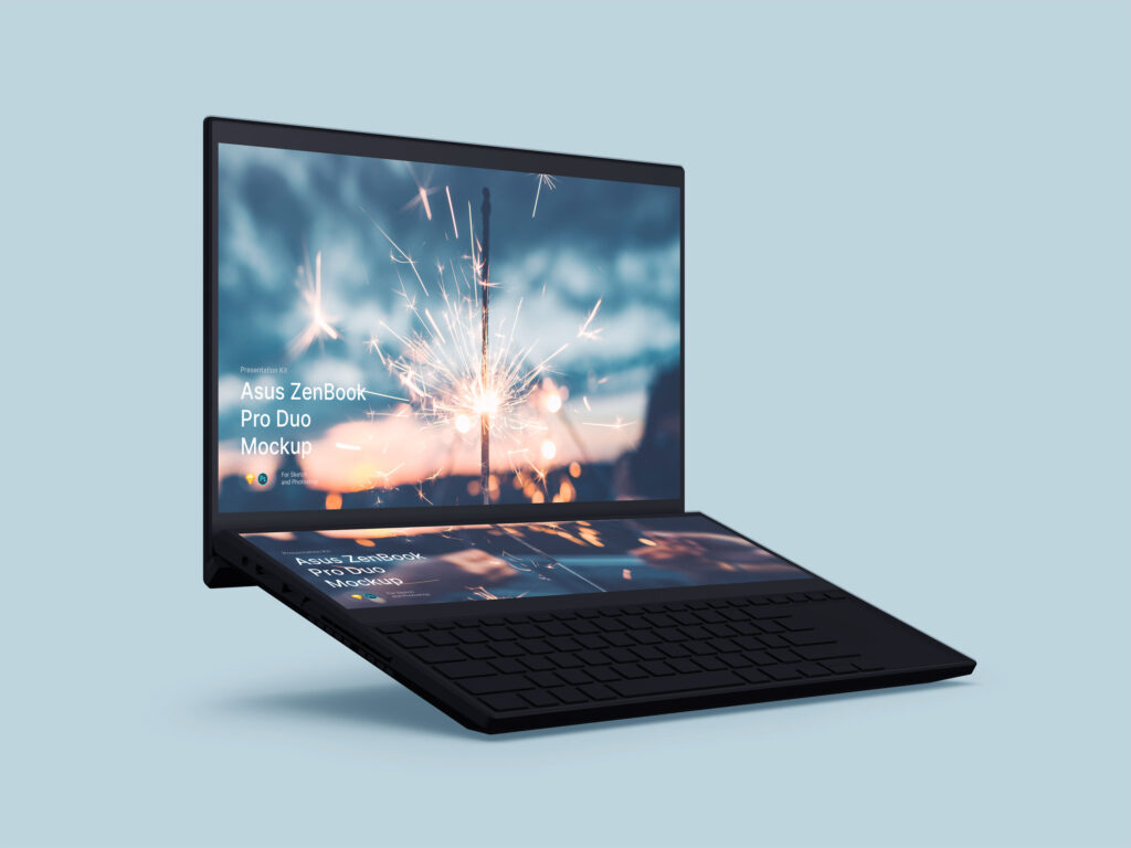 Mockup Showcasing Floating Zenbook Pro Duo