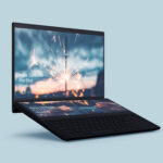 Mockup Showcasing Floating Zenbook Pro Duo