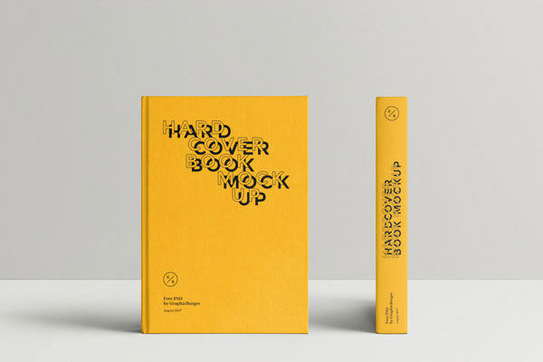 Mockup Showcasing Front and Spine View of a Hardcover Book