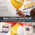 Mockup Showcasing Hand Holding Balloon with Blurry Background