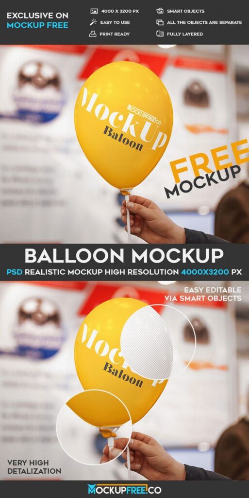 Mockup Showcasing Hand Holding Balloon with Blurry Background
