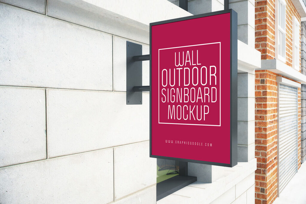 Mockup Showcasing Hanging Wall Outdoor Signboard