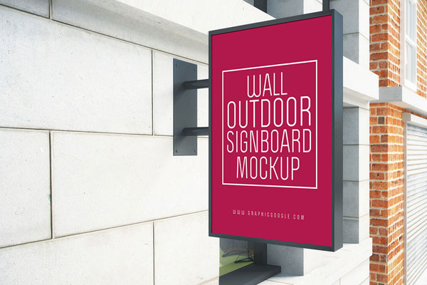 Mockup Showcasing Hanging Wall Outdoor Signboard