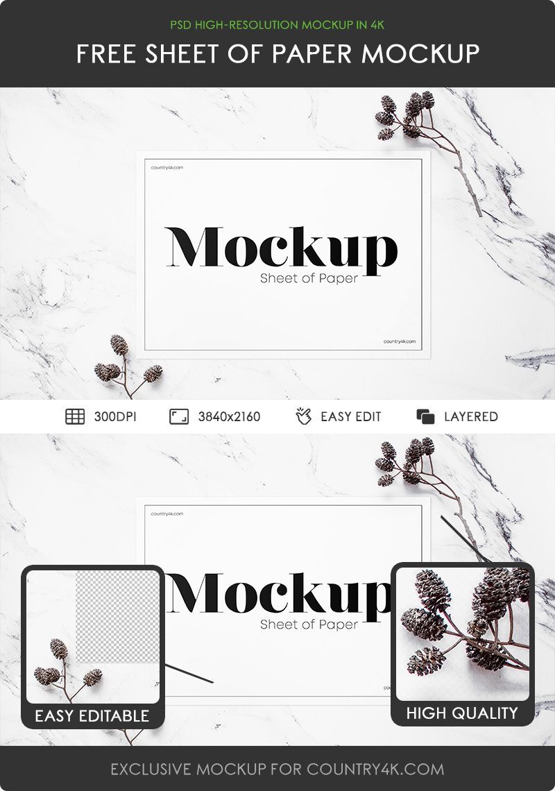 Mockup Showcasing Horizontal Paper Sheet FREE PSD