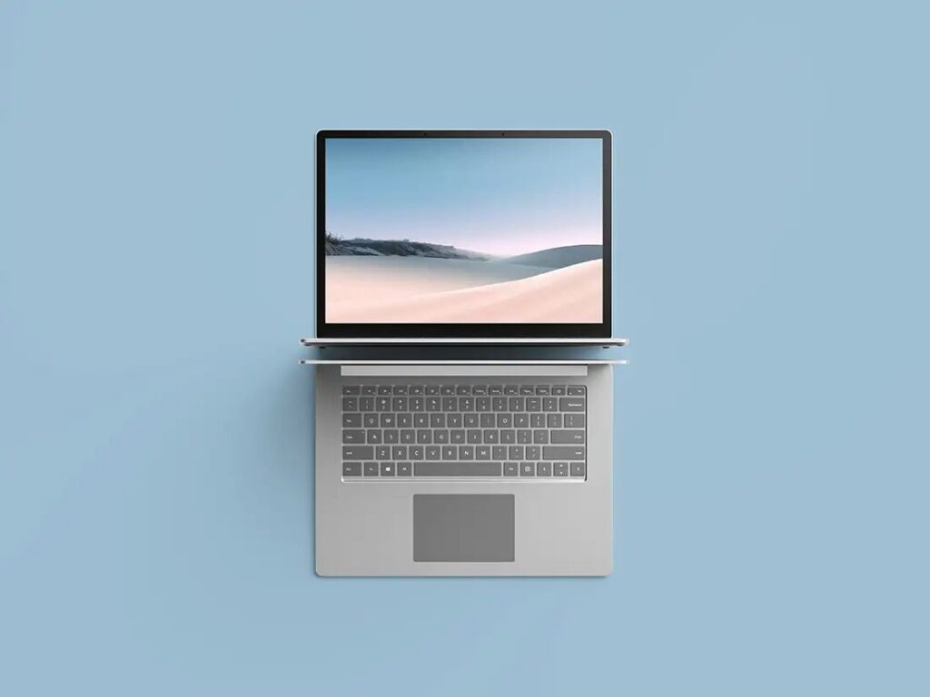 Mockup Showcasing Laptop Top Surface View with Nature Scene Screen