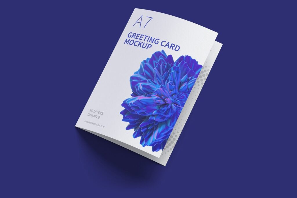 Mockup Showcasing Left Side View of Closed A7 Greeting Card
