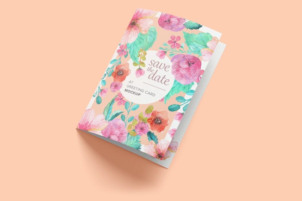 Mockup Showcasing Left Side View of Closed A7 Greeting Card