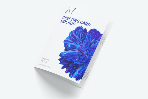 Mockup Showcasing Left Side View of Closed A7 Greeting Card