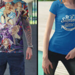 Mockup Showcasing Man and Woman Models Wearing T-Shirts on Street Environment