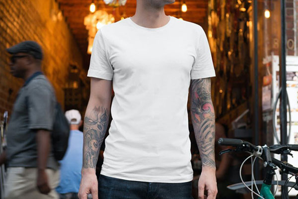 Mockup Showcasing Man and Woman Models Wearing T-Shirts
