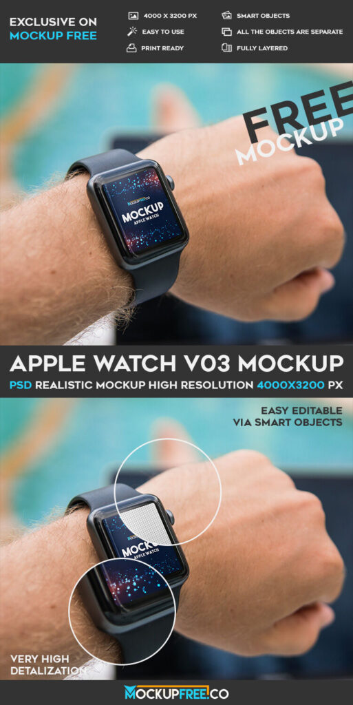 Mockup Showcasing Man Wearing Apple Watch