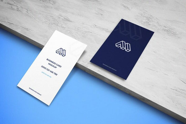 Mockup Showcasing Pair of Business Cards on Ceramic