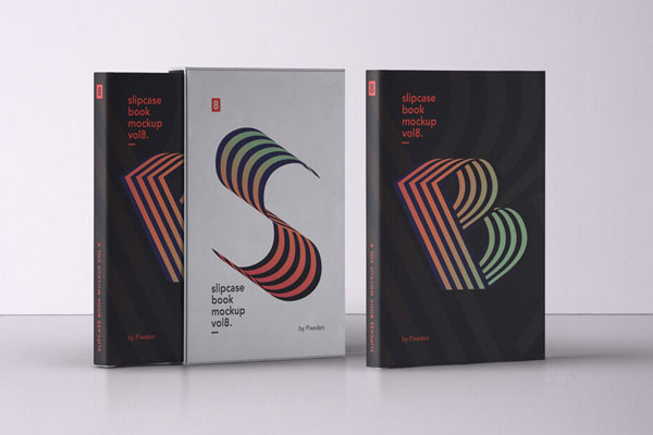 Mockup Showcasing Standing Books and a Slipcase Cover