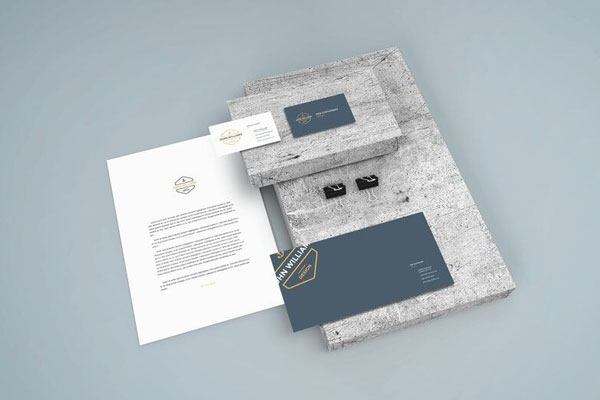 Mockup Showcasing Stationery Scene of Business Cards, Envelop and Letterhead